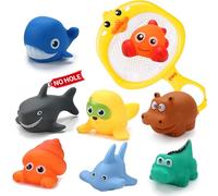 Guopai Giochi Bagnetto Neonato - Set 9 Pezzi Giochi da Bagno Senza Muffa Senza Foro, Animaletti di Gomma per Bambini, Giochi d’Acqua e Piscina per Neonati e Bimbi 6-36 Mesi
