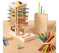 Guopai Giochi Montessori per Bambini 3-6 Anni - Gioco da Tavolo in Legno con 40 Bastoncini Colorati, Dado & Box di Legno - Fine Motor Game, Family Travel Game, Regalo Bambina Bambino 3-9 Anni