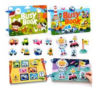 Guopai Montessori Busy Book 2 Libri, Quiet Book e Busy Board con Giochi di Abbinamento, Libro Educativo Fattoria e Trasporti, Gioco Sensoriale da Viaggio