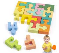 Guopai Puzzle di Legno per Bambini, Gioco Montessori per Bambini 2 Anni, Blocchi di Costruzione Geometrici, Giocattolo Educativo per Sviluppo Cognitivo e Coordinazione Occhio-Mano