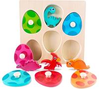 Guopai Puzzle Dinosauri in Legno per Bambini 1 2 3 4 Anni - Giochi Montessori 2 Anni - Gioco Educativo per Bambini 12-36 Mesi - Regalo di Natale e Compleanno per Bambini e Bambine (A)
