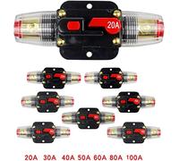 GUOQGXAY Ripristina Il Circuito Automatico Breker1 2V-24V 20A 30A 40A 50A 60A 80A 100A DC Stereo Audio Breaker Reset Fuse Inverter(50A)