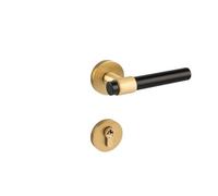 GUOQGXAY Serratura for Porta Interna in Ottone for Camera da Letto Maniglia for Porta Semplice Americana in Ottone Dorato Serratura Divisa Nera silenziosa(Matte Golden Black)