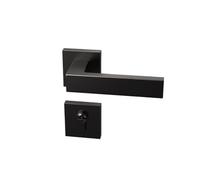 GUOQGXAY Serratura silenziosa for Porta da Camera da Letto Serratura for Porta Interna Maniglia for Porta da Bagno Nera Adatta for spessori Porta: 35-50 mm(Without Key)