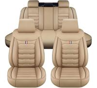 GUOQINGLH Set Coprisedili Auto per Audi A6 C7 Avant 2011-2018, Copri Sedili Anteriori E Posteriori Copri-Sedile Pelle Universali Accessori, Beige