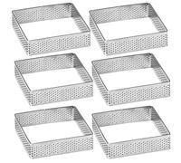 Guowall Stampo Quadrati Perforato, Quadrati in Acciaio Inox Perforato per Torte 7,5 * 7,5 * 2cm, 6 Pezzi