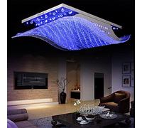 GUOWENHAO Lampadario, telecomandi Cambiamento di Luce Plafoniere Moderne a LED in Ferro di Cristallo a 4 Colori Lampada Brillante Compatibile con Il Soggiorno di casa