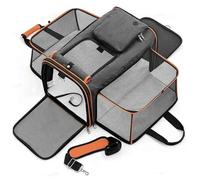 GUOXIAD Borsa Portatile for Gatti, Borsa Pieghevole for Cani di Piccola Taglia, Borsa for Auto for Animali Domestici, Custodia Espandibile for Animali Domestici(Gray-Orange,XL)