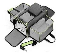 GUOXIAD Borsa Portatile for Gatti, Borsa Pieghevole for Cani di Piccola Taglia, Borsa for Auto for Animali Domestici, Custodia Espandibile for Animali Domestici(Gray-Green,L)