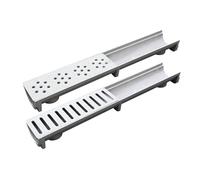 GUOXIAD Canale di Drenaggio Assemblato Lungo 1 M, Canale di Drenaggio con Griglia in Acciaio Inossidabile, Sistemi di Drenaggio for Vialetti, Fessura A U Larga 15 Cm, Kit di Drenaggio(#2,20CM Height)