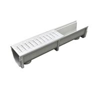 GUOXIAD Canale di Drenaggio Assemblato Lungo 1 M, Canale di Drenaggio con Griglia in Acciaio Inossidabile, Sistemi di Drenaggio for Vialetti, Fessura A U Larga 15 Cm, Kit di Drenaggio(#5,20CM Height)