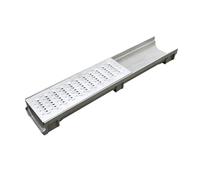 GUOXIAD Canale di Drenaggio Assemblato Lungo 1 M, Canale di Drenaggio con Griglia in Acciaio Inossidabile, Sistemi di Drenaggio for Vialetti, Fessura A U Larga 15 Cm, Kit di Drenaggio(#3,10CM Height)