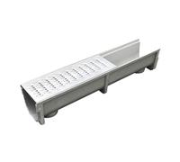 GUOXIAD Canale di Drenaggio Assemblato Lungo 1 M, Sistemi di Drenaggio for Vialetti, Fessura A U Larga 20 Cm, Canale di Drenaggio con Griglia in Acciaio Inossidabile, Kit di Drenaggio(#3,25CM Height)