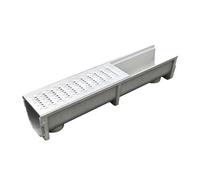 GUOXIAD Canale di Drenaggio Assemblato Lungo 1 M, Sistemi di Drenaggio for Vialetti, Fessura A U Larga 20 Cm, Canale di Drenaggio con Griglia in Acciaio Inossidabile, Kit di Drenaggio(#5,20CM Height)