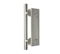 GUOXIAD Maniglia For Porta Scorrevole Resistente Da 30 Cm, Set Da Tirare E Spingere In Acciaio, Impugnatura In Legno Bifacciale(Stainless Steel Silver Round)