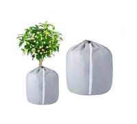 GUOXIAD Pot Winter Protector, Plant Root Insulation Covers, Fruit Tree Frost Protection Cover for Cold Weather, Adjustable Strap Wrap(Silver Gray,65x70cm)