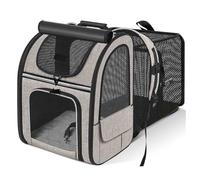 GUOXIAD Zaino Portatile for Gatti, Borsa Espandibile for Passeggiate con Animali Domestici, Borsa Pieghevole Traspirante for Cani, Kit for Cani con Tracolla Esterna(Grey)