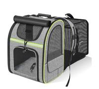 GUOXIAD Zaino Portatile for Gatti, Borsa Espandibile for Passeggiate con Animali Domestici, Borsa Pieghevole Traspirante for Cani, Kit for Cani con Tracolla Esterna(Gray Green)