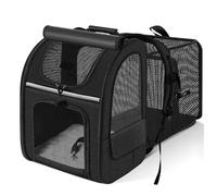 GUOXIAD Zaino Portatile for Gatti, Borsa Espandibile for Passeggiate con Animali Domestici, Borsa Pieghevole Traspirante for Cani, Kit for Cani con Tracolla Esterna(Black)