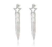 GUOXIAOMEI Orecchini pendenti da donna con nappa, a forma di stella, con pavé di cristalli, stile bohémien, a cascata, con perline, Zirconia cubica