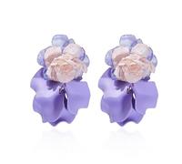 GUOXIAOMEI Orecchini pendenti in chiffon acrilico con petali di rosa pendenti, fiore esagerato, con nappa, leggeri, per San Valentino, Acrilico, Nessuna pietra preziosa