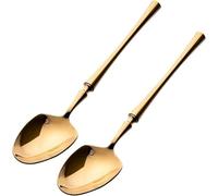 GUOXU Cucchiai da zuppa Cinesi Cucchiaio da Mangiare Leggero, Lussuoso e Squisito Cucchiaio con Manico Lungo Cucchiaio in Acciaio Inossidabile 304 Nazionale Cucchiaio Versatile da 2 Pezzi