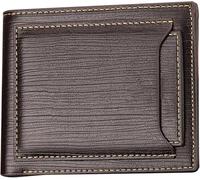 GUOXU Portafogli, Portafogli da uomo, Porta carte di credito tasca frontale minimalista super sottile con scomparti for banconote e porta monete con finestra for documenti d'identità(Bruin)