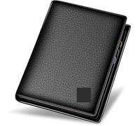 GUOXU Portafoglio corto casual Portafoglio minimalista in pelle da uomo elegante Portafoglio Deluxe Vintage Standard Porta carte Portafoglio Organizer Portafoglio(Black)