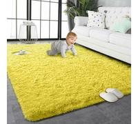 GUOYFEN Tappeto Salotto Moderno 170 x 340 cm Morbido e Antiscivolo Peloso Tappeti Moderni Soggiorno Monocromatico per Soggiorno, Camera da Letto, Giallo