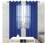 GUOYFEN Tenda Velata Semi Trasparente 450 x 345 cm Semitrasparenti Tenda Voile Trasparente Tinta Unita per Camera da Letto Soggiorno Casa Moderna, Blu Scuro