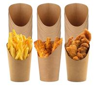GUOYIHUA 60 bicchieri in carta kraft, 12 oz per cialde, patatine fritte, sacchetti popcorn, bicchieri di carta con bocca obliqua, per waffle, patatine, popcorn, gelato, spiedini di frutta