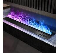 guoyjmm Camino Elettrico da 50/80/100/120/150 cm, Camino con Atomizzazione della Fiamma Regolabile con Telecomando e Pannello di Controllo, Decorazione a Fiamma Simulata 3D,Ninecolors-100cm