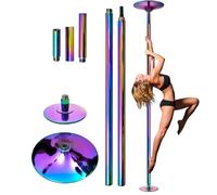guoyjmm Pole Dance Pole, Palo da Ballo Professionale, Asta da Pole Dance da 45 mm con modalità Statica e Rotante, Regolabile da 2,23 a 2,74 m, Adatta per Palestre, Feste,Colorful
