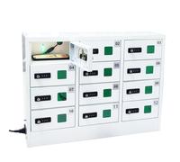 guoyjmm Stazione di Ricarica per Cellulare, Armadietto in Acciaio per Telefono Cellulare con 12 Scomparti, Stazione di Ricarica e Serratura a Chiave, per Studenti e Dipendenti