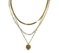 GUOYOU 3 Pezzi Collana Acciaio Inossidabile Donna, Regolabili Collana Oro Donna Set Collane Catena Snak Girocollo Impilabile 0ro Placcato Collane per moglie mamma figlia fidanzata