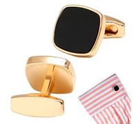 GUOYOU Gemelli Camicia Uomo Fermacravatta Regalo Uomo Nero Oro Classico Retro per Affari Festa di Nozze Il Matrimonio Sposo Migliore Camicie da Smoking d'Affari Feste Nuziali e Conferenze