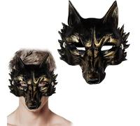 GUOYOU Maschera Halloween Lupo Maschera Maschere Halloween Lupo Mannaro Mascheras Lupo Mannaro Horror Realistica Mascheras Lupo Mannaros Bambino per Cosplay Mardi Gras Halloweens (Oro nero)