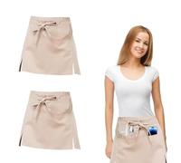 GUOYOU2 Pezzi Grembiule, Grembiuli da Cucina con 3 Tasche, Vita Corta Grembiule da Cucina, Grembiule in Vita, Grembiule Corto per Uomini Donne, per Cucina, Ristorante, Caffè, Bar Bistrot