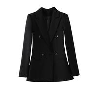 GUOYUXIAO Giacca Formale a Taglio Dritto, Maniche Lunghe da Ufficio per Donna Black L