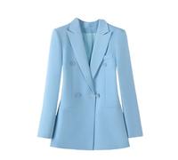 GUOYUXIAO Giacca Formale a Taglio Dritto, Maniche Lunghe da Ufficio per Donna Blue08 S