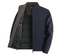 GUOYUXIAO Men's autumn and winter cotton business jackets casual jackets-Navy blue-Large