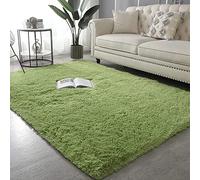 GUOYUYU Faux Tappetto 140x160cm Morbida Robusto Lavabile Faux Tappetto Tappeto Sala Shaggy Pelo Lungo Morbido per Soggiorno, Camera da Letto, Bagno, Verde