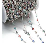 GUOZHAN 1 m/Rotolo di Perline di Cristallo di zircone, Catene di Rame, Catene alla Caviglia in Pietra di Rhinestone per componenti di collane e bracciali, creazione di Gioielli Fai da Te