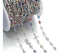 GUOZHAN 1 m/Rotolo di Perline di Cristallo di zircone, Catene di Rame, Catene alla Caviglia in Pietra di Rhinestone per componenti di collane e bracciali, creazione di Gioielli Fai da Te