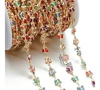 GUOZHAN 1 m/Rotolo di Perline di Cristallo di zircone, Catene di Rame, Catene alla Caviglia in Pietra di Rhinestone per componenti di collane e bracciali, creazione di Gioielli Fai da Te