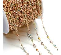 GUOZHAN 1 m/Rotolo di Perline di Cristallo di zircone, Catene di Rame, Catene alla Caviglia in Pietra di Rhinestone per componenti di collane e bracciali, creazione di Gioielli Fai da Te