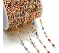 GUOZHAN 1 m/Rotolo di Perline di Cristallo di zircone, Catene di Rame, Catene alla Caviglia in Pietra di Rhinestone per componenti di collane e bracciali, creazione di Gioielli Fai da Te