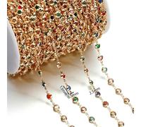 GUOZHAN 1 m/Rotolo di Perline di Cristallo di zircone, Catene di Rame, Catene alla Caviglia in Pietra di Rhinestone per componenti di collane e bracciali, creazione di Gioielli Fai da Te