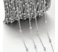 GUOZHAN Catene di Perline in Acciaio Inossidabile da 2 Metri e 1 Metro per la creazione di Gioielli Fai da Te, collane, bracciali, Accessori, Catene a Palline Fatte a Mano