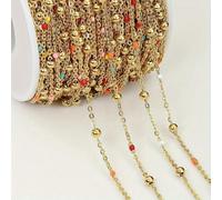 GUOZHAN Catene di Perline in Acciaio Inossidabile da 2 Metri e 1 Metro per la creazione di Gioielli Fai da Te, collane, bracciali, Accessori, Catene a Palline Fatte a Mano